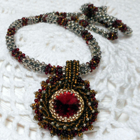 Gods Eye medallion Necklace Red